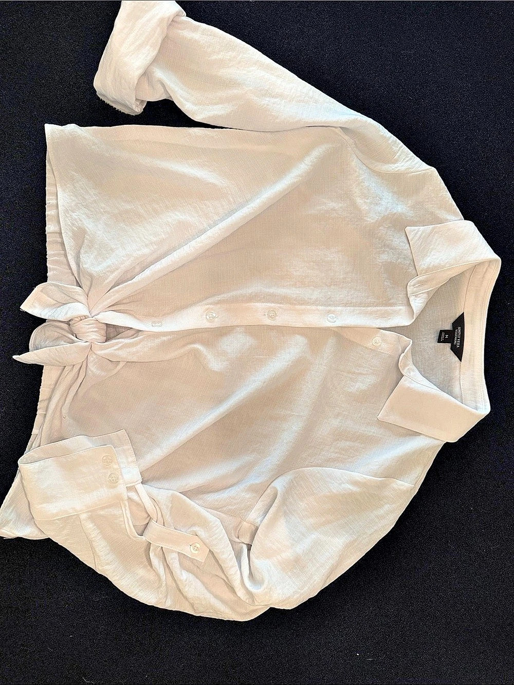 Simply Vera Wang Tie-Front Button Down in White Size Medium